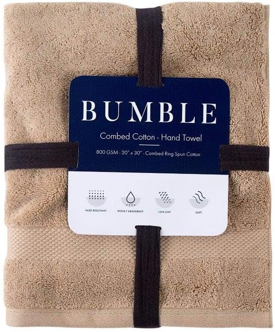 Bumble Luxury Thick Hand Towel - 20” x 30” | Heavy Weight | Luxury Bath Towel | 100% Combed Cotton | Ultra Soft & Highly Absorbent | 800 GSM | Beige Hand Towel - 1 Pack