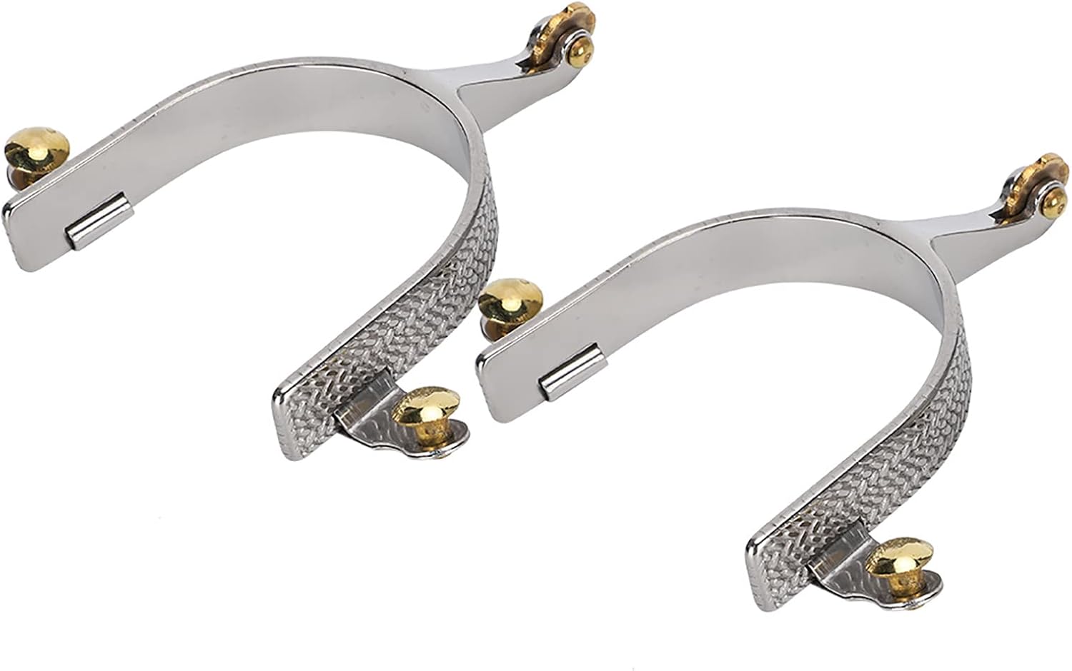 Jeanoko 1 Pairs Horse Spurs for Cowboy Boots,Western Stainless Steel Riding Horse Roping Spurs with Brass Gear for Men, Brass Buckle and Gear Decoration Spurs for Boots Men Boot