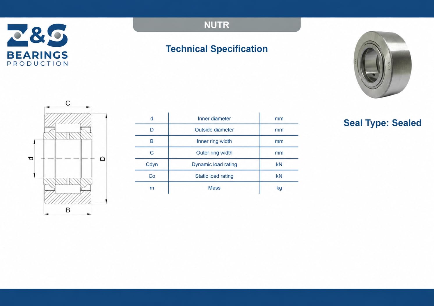 NUTR 40 Track Roller Bearing 40x80x32 mm Needle Roller Bearing NUTR40 [Z&S]
