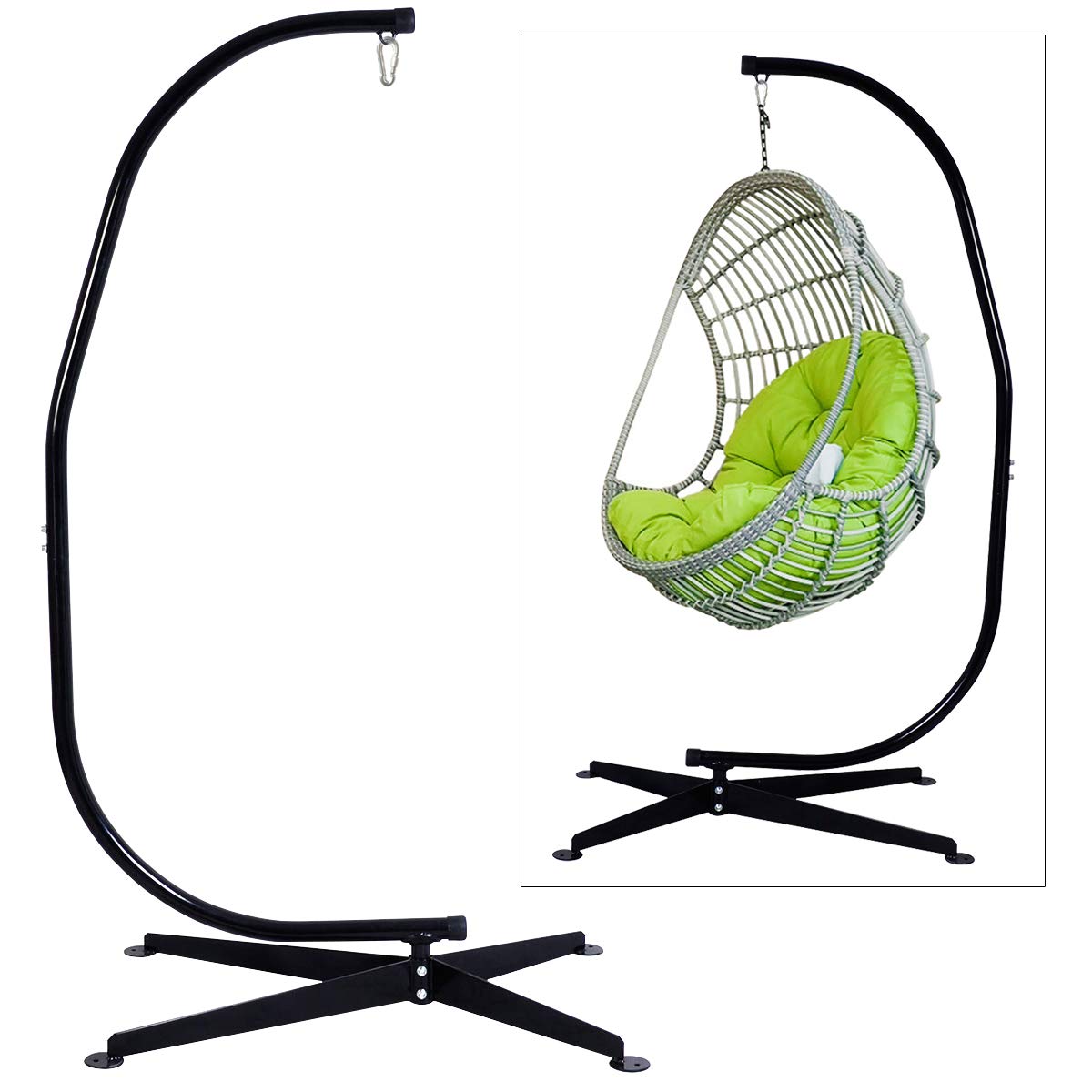 GOPLUS Sostegno per Sedia Sospesa 205cm Acciaio Carico 150kg Nero
