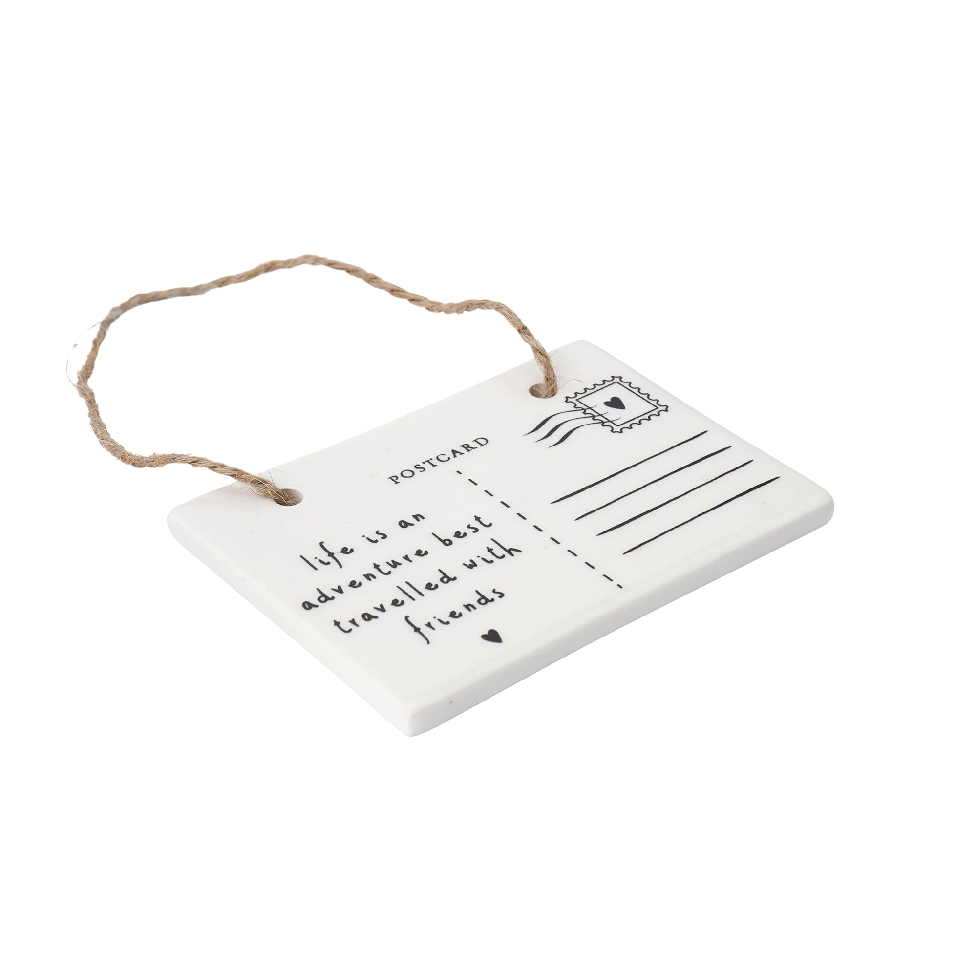 CGB Giftware | Send With Love 'Life is an adventure best travelled with friends' Postcard Ceramic Hanger | Homeware | Keepsake | Sentiment | GB07372
