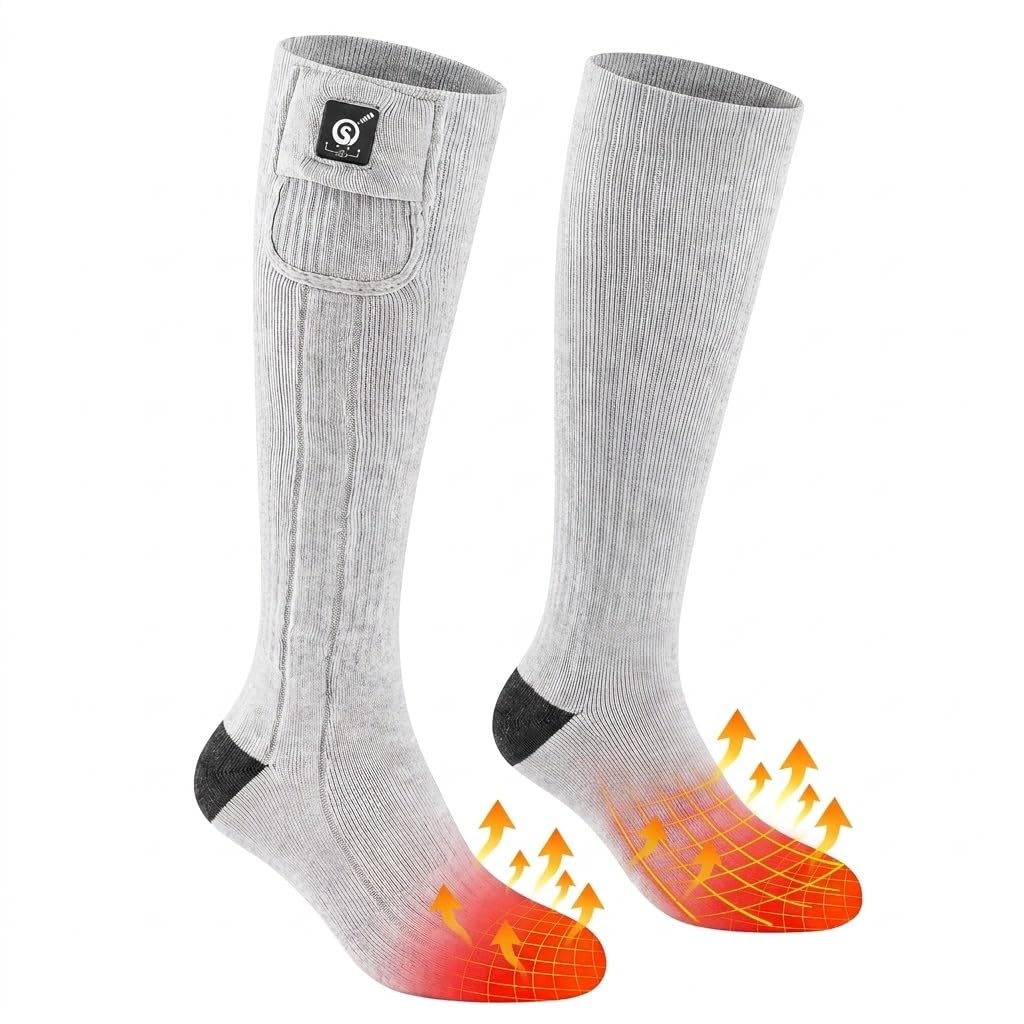 Chaussettes chauffantes pour homme et femme - Rechargeables, thermiques et électriques par temps froid - Chaudes pour la course, la marche, le camping, la randonnée, l'entraînement, le travail, le ski