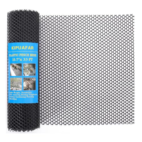 Black Plastic Wire Mesh Fence 15.7IN x 33FT - Commercial Grade Hexagonal Netting, Heavy Duty Snake & Rodent Barrier for Farms, Poultry Yards, Dog Runs | Durable Outdoor Security Fencing