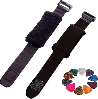 Rockhouse Guitar String Mute Dampener, 2PCS Fret Mute Neck Wrap Electric Guitar String Muter Bass Muffler Silencer Damper Strap, Black (Small, Medium)