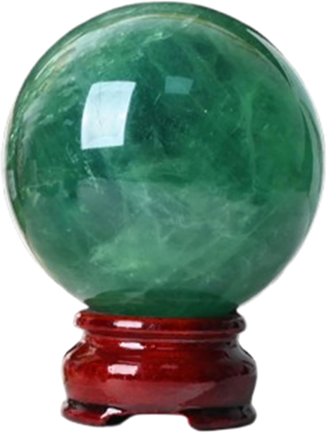 Magic Crystal Ball Green Fluorite Quartz Sphere with Stand Feng Shui Crystals Ornament for Witchcraft Home Decorative,3.14"(8cm)