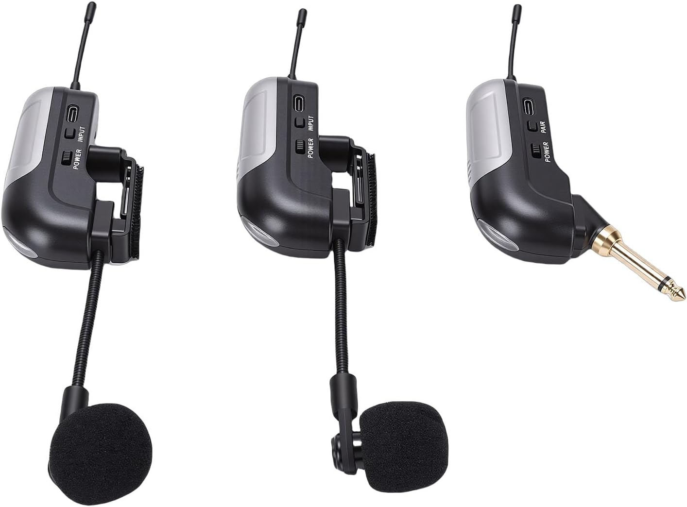 Naroote Dual UHF Wireless Accordion Microphone, 360 Pickup Microphone, 30m Range with 6H Battery & 48kHz/24bit Audio, Ideal for Stage