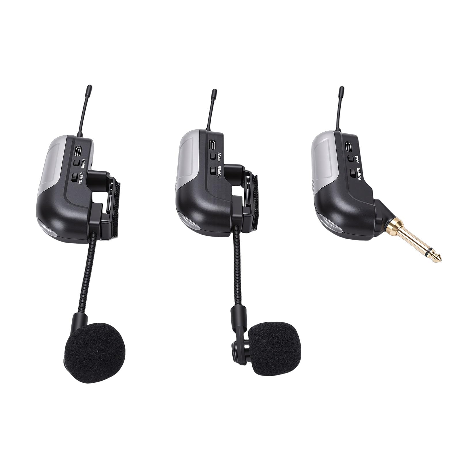 Drahtloses Dual-UHF-Akkordeonmikrofon, 360-Grad-Tonabnehmer-Instrumentenmikrofon mit 30 M Reichweite und 6 Stunden Akkulaufzeit, Ideal für Akkordeon, Akkordeon-Funkmikrofon