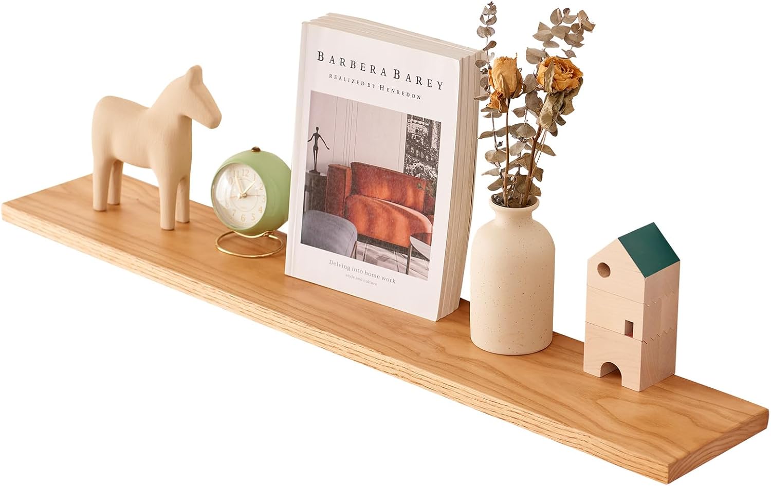 Oak Floating Shelves 36 Inches Natural Wood Wall Shelf, Rustic Wood Shelves for Wall Storage, Wall Mounted Wooden Display Shelf for Bathroom Bedroom Livingroom Kitchen