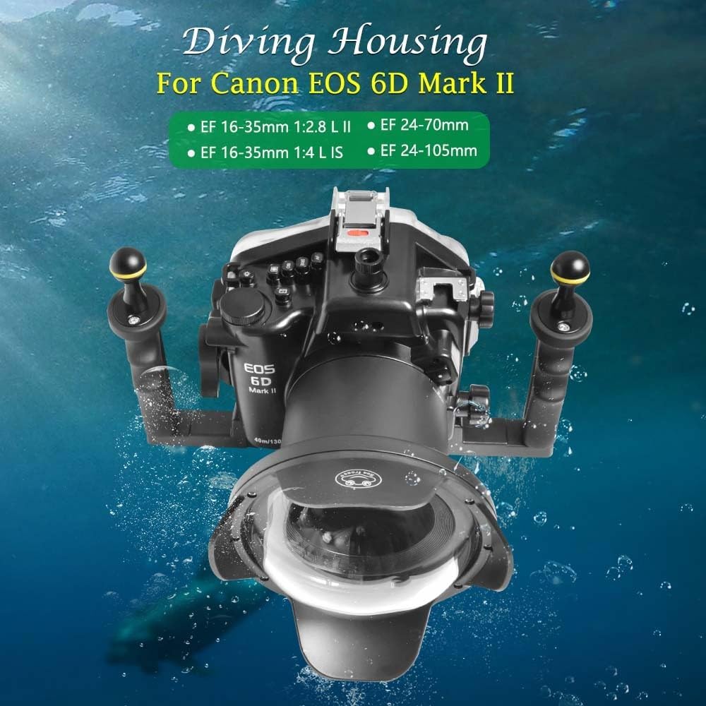 Seafrogs Underwater Housing for for Canon EOS-6D Mark II (6D II)+WA005A Dome Port kit [40M/130FT] Waterproof housing for Canon 6D Mark II+ EF 24-105mm F4