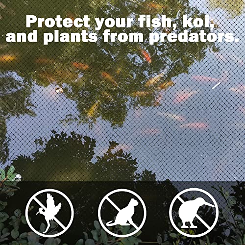 25x50ft Pond Netting for Leaves Leaf Net Cover Pond Net with Small Fine Mesh Protecting Koi Fish from Birds Cats Stakes Included by POYEE - Image 5