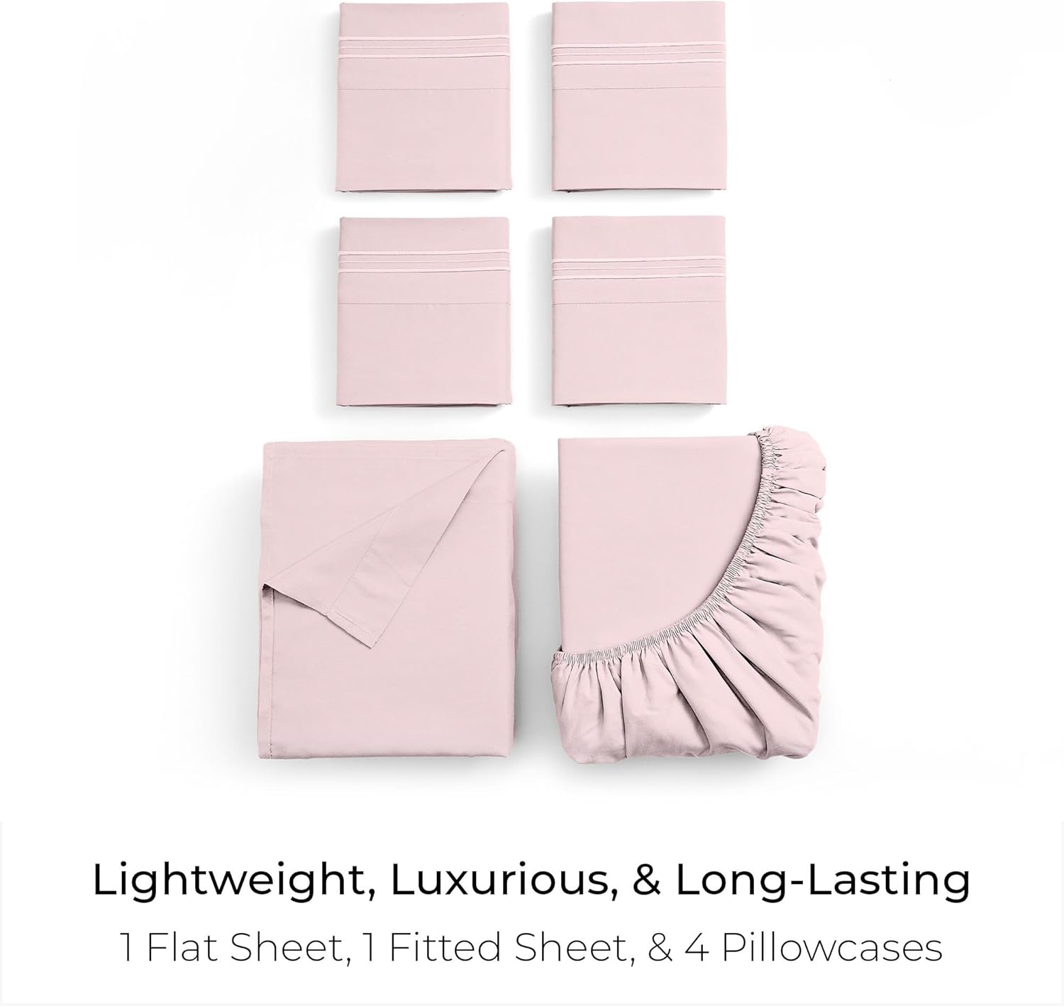 Mellanni Queen Sheet Set - 6-Piece Iconic Collection Bedding, (Including 4 Pillowcases), 16-Inch Deep Pocket, Easy Care, Extra Soft, Cooling Sheets, Brushed Microfiber - Blush Pink - Image 3