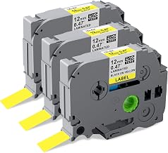 3 Pack Compatible with Brother P-Touch Tze631 Tz-631 Tze Black on Yellow Tz 12mm 0.48mm Label Tape for Brother 1000 H105 H100lb H101c H105 E110 Label Printer 12mm x 8m