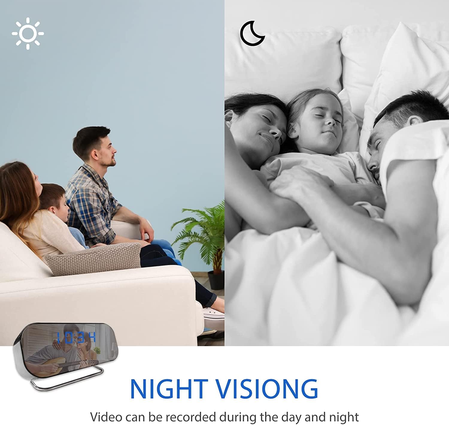 Spy Hidden Camera Clock, HD 1080P WiFi Hidden Alarm Clock Camera