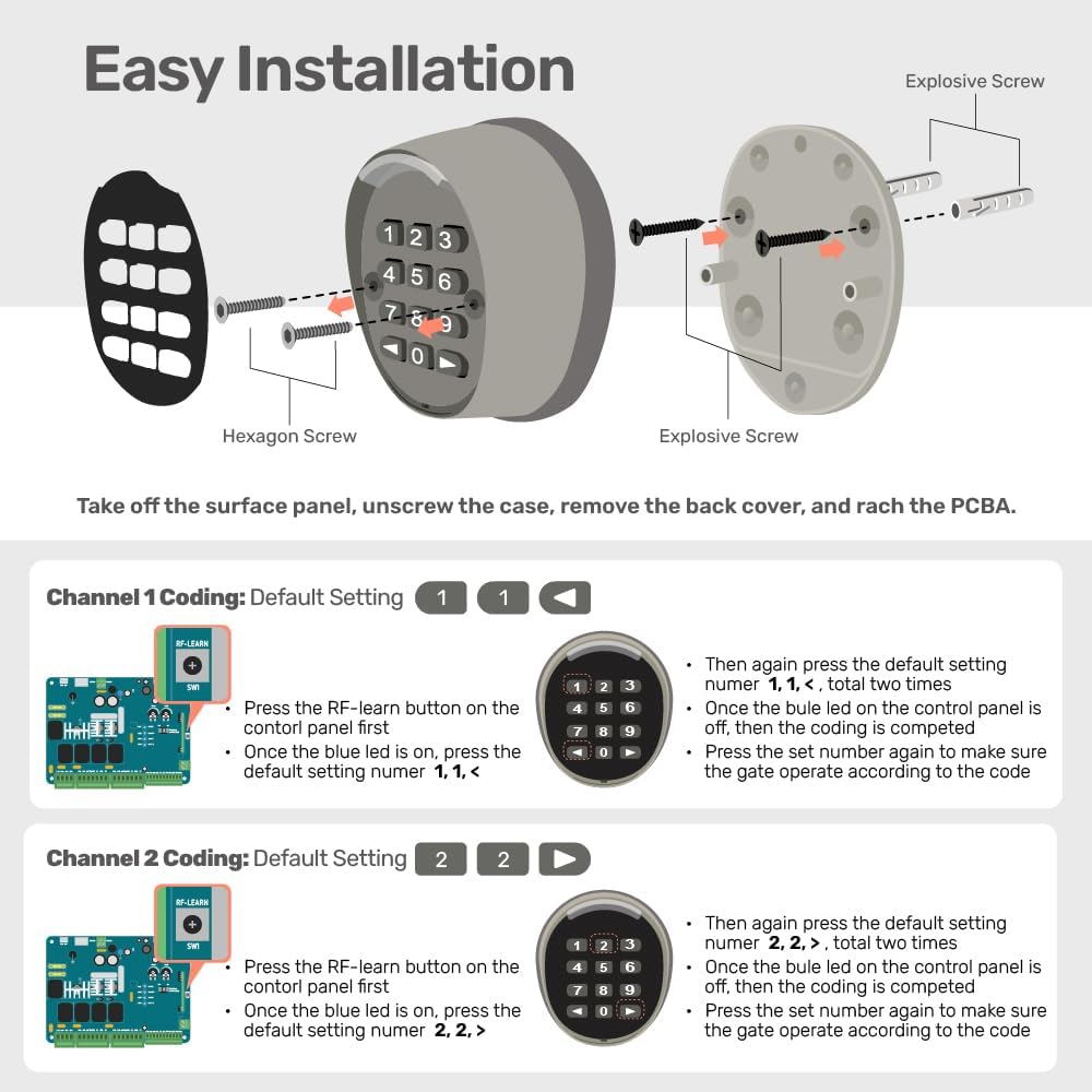 Diagram showing the disassembly and reassembly process for TMT KeyPad P2 installation, including hexagon screw and explosive screw.