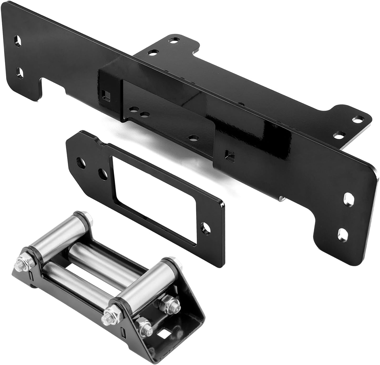WeiSen Winch Mount Plate Bracket with 6" (152MM) Winch Roller Fairlead Cable Guide Compatible with Kawasaki Mule SX 2017-2024