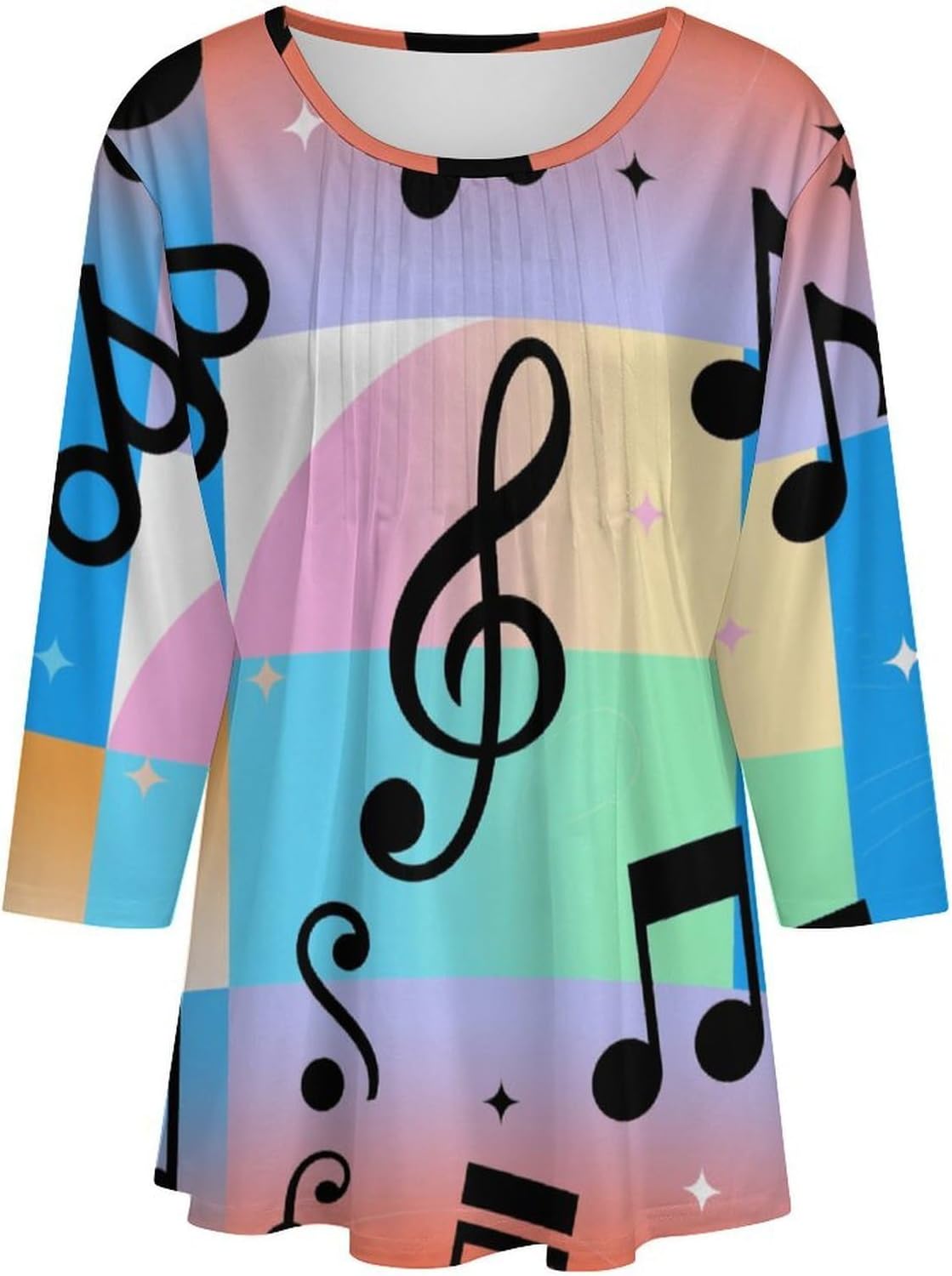 Women's 3/4 Sleeve Tops Tunic Shirts Dressy Casual Crew Neck Loose Blouse