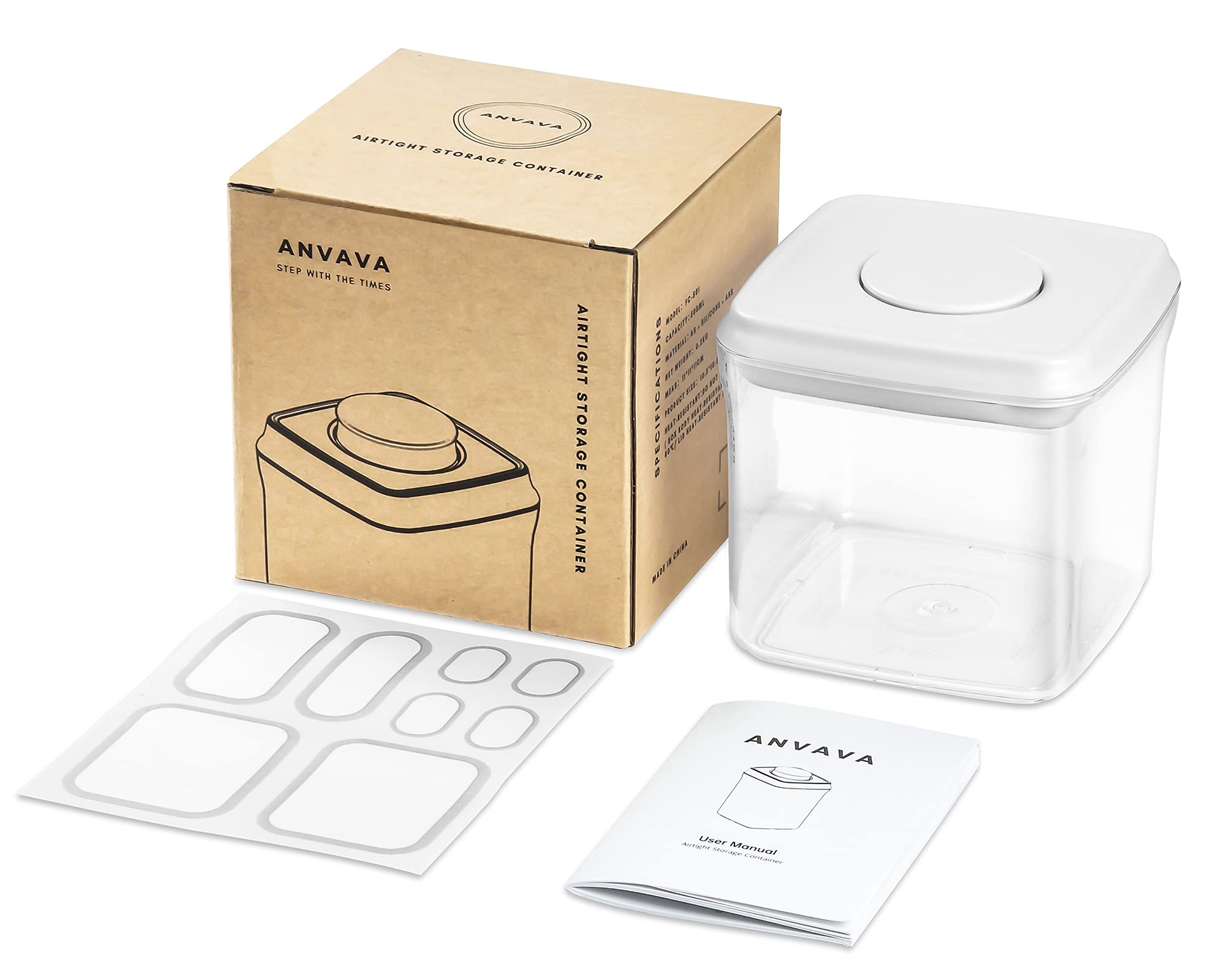 Airtight Food Storage Container, ANVAVA 500ml Stackable Square Clear