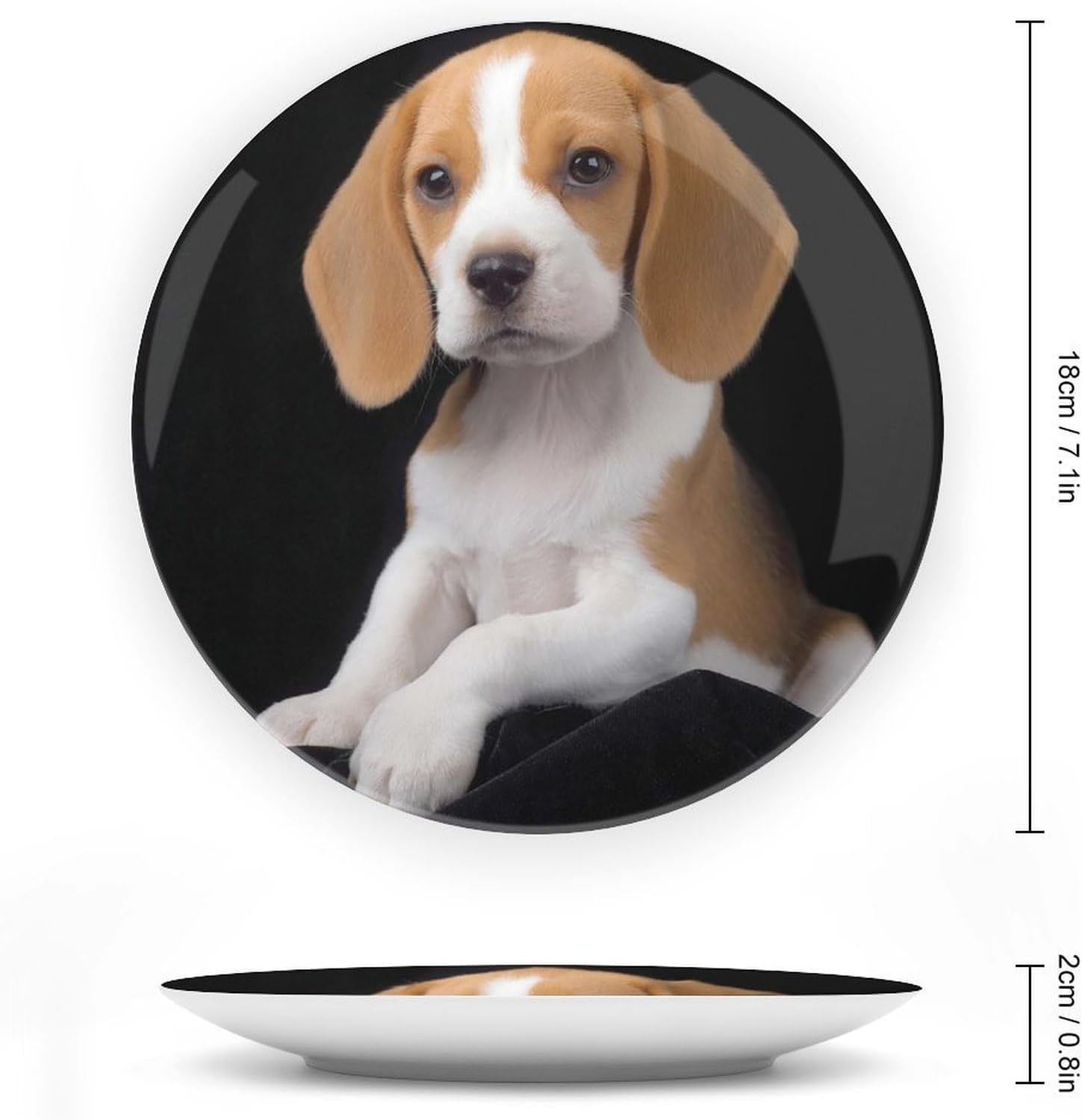 Decorative Plate 7inch Ovely Pet Dog Beagle Ceramic Dinner Plate with Display Stand Ceramic Dinner Plates for Living Room Crafts Art Hanging Porcelain Plates Home Decor Accessories image 2