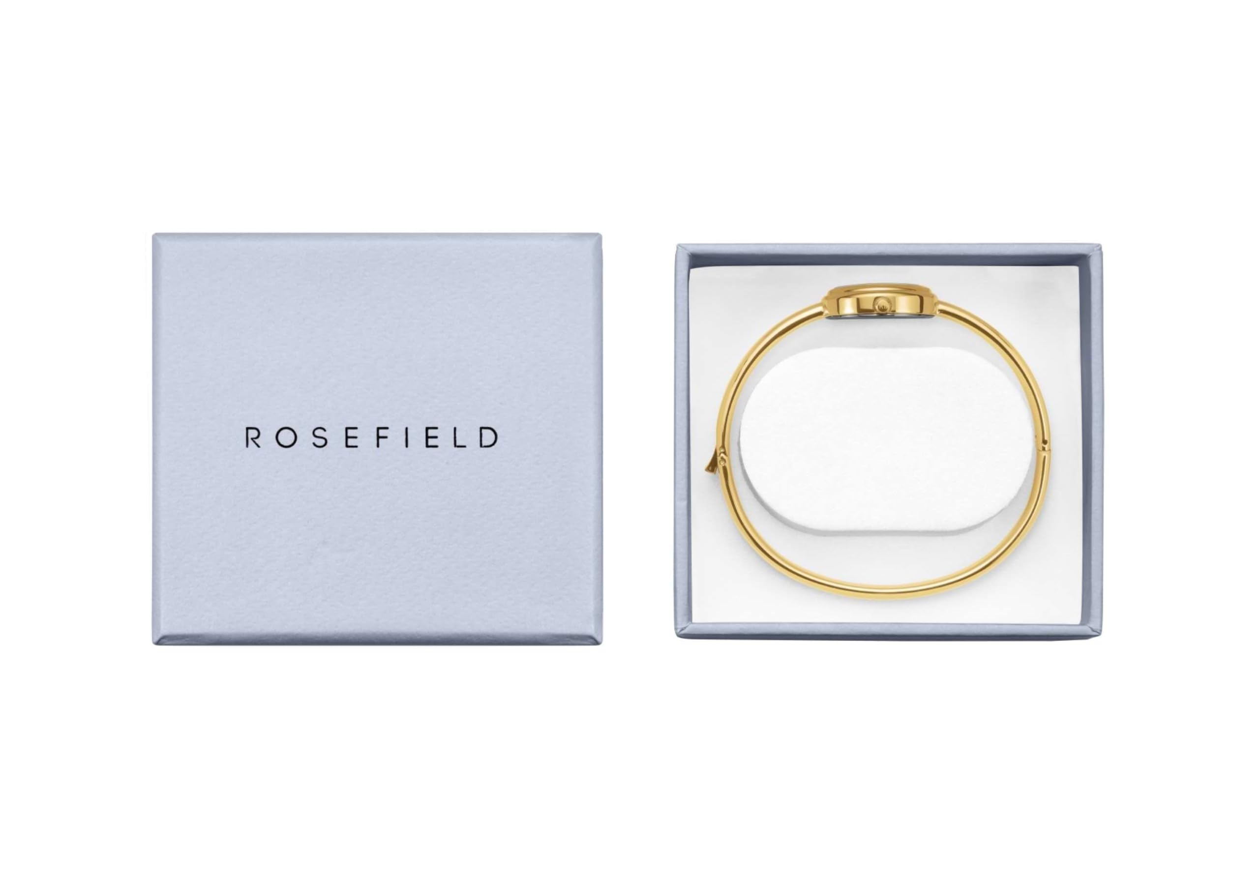 Rosefield Bangle Zegarek Damski Biała Tarcza z Masą Perłową Stalowa Bransoleta Pozłacana 23K 19.5x23.5 mm