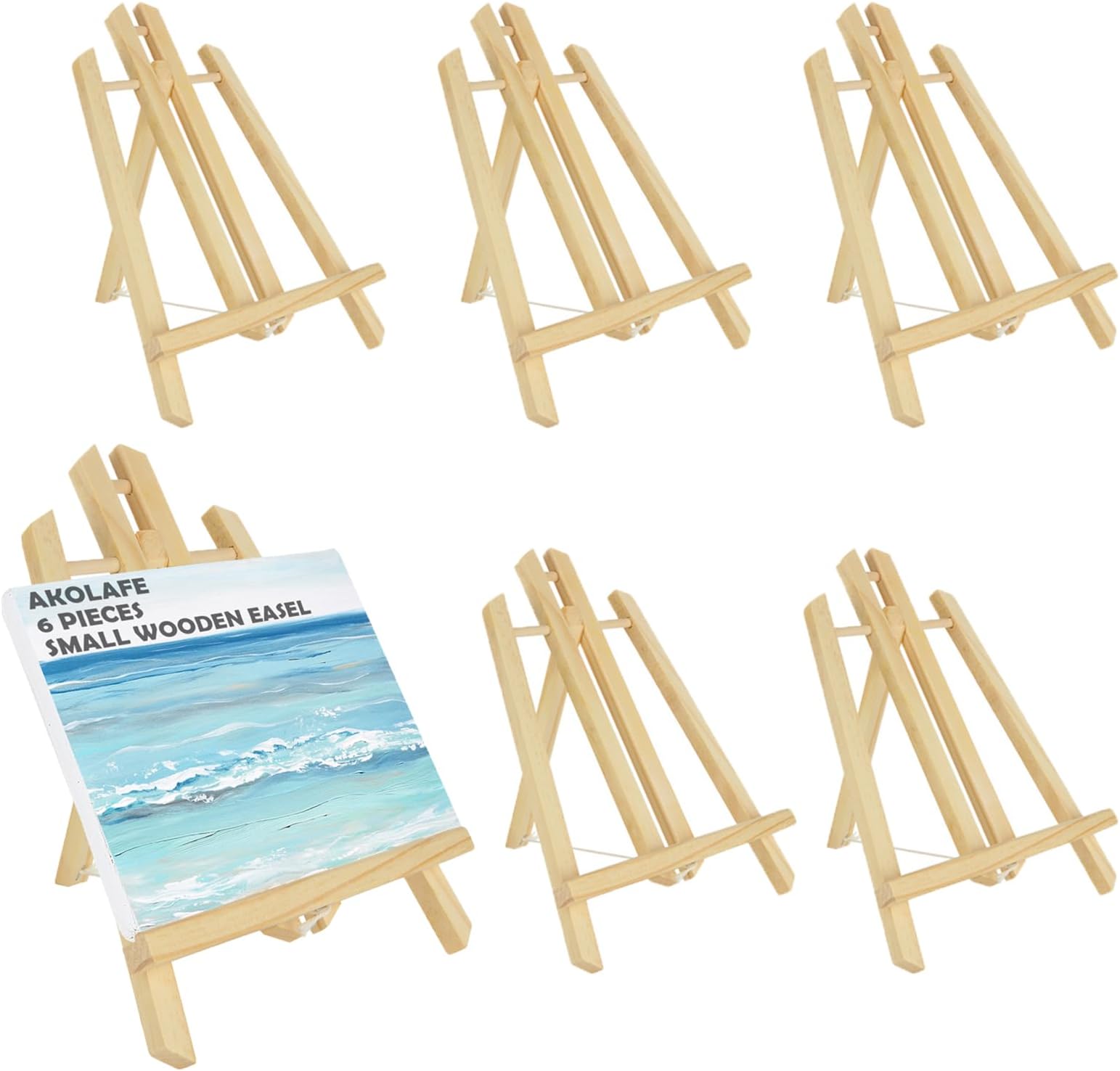 6PCS Adjustable Mini Easel Stand - 30cm/12 Inch Table Top Wooden Easel for Canvas, Artist & Crafts Painting