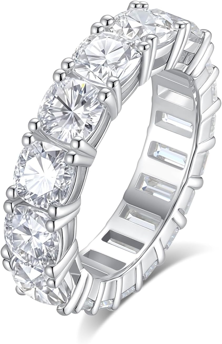 Moissanite Engagement Rings for Women D Color VVS1 Sterling Silver with 18K White Gold Plated Promise Ring Valentine Wedding Aniversary Ring