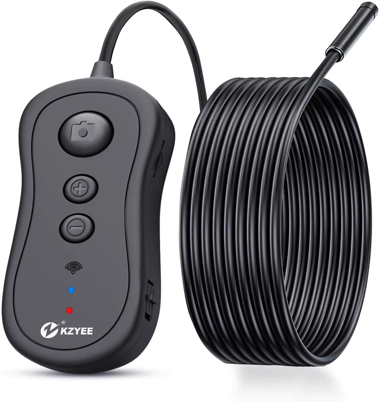 WiFi Endoscope, KZYEE 1080P 2.0 MP HD Wireless Borescope Inspection Camera IP67 Waterproof Semi-Rigid Snake Camera with Adjustable LED Lights for Android and iOS Smartphone iPhone Tablet