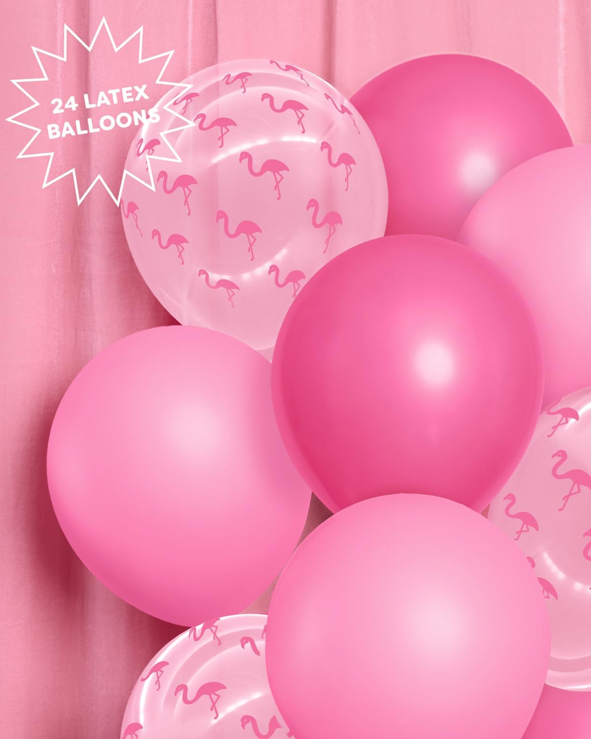 xo, Fetti Flamingo Pink Balloons – 24 Latex Balloons | Tropical Party, Hawaiian Birthday, Summer Decorations, Kids Party, Palm Royale