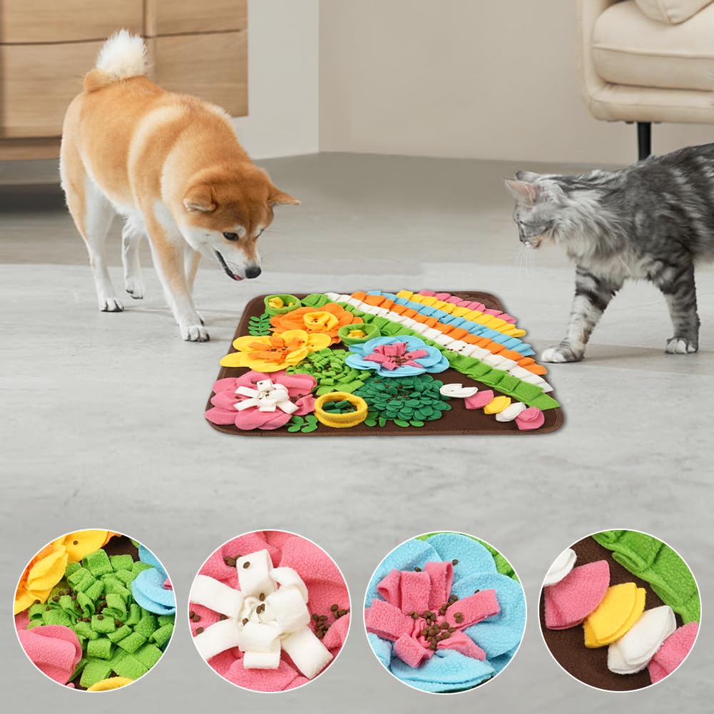 OSDUE Tappeto Olfattivo Cane, 50cm Foraggiamento Tappeto per Cani Addestramento Foraggiamento di Animali Lavabile Antiscivolo Tappetino Puzzle di Snuffle Giocattolo per Cani Attivazione Mentale Cane B