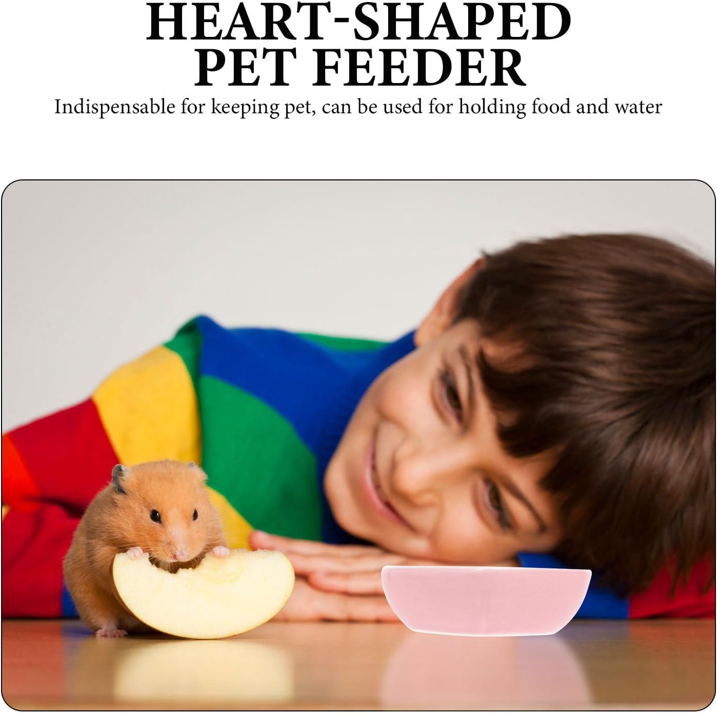 ULTECHNOVO Heart-Shaped Hamster Food Bowl Set 3-Pack Ceramic Pet Feeder Bowls for Hamsters Mice and Chinchillas Spill-Resistant Small Animal Dishes Easy to Clean for Food or Water