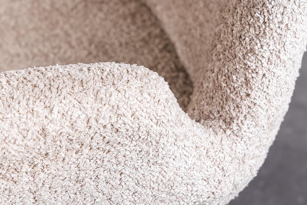 Stuhl BALTIC - 61cm - beige - Bouclé-Stoff Massivholz-Beine Eiche drehbar