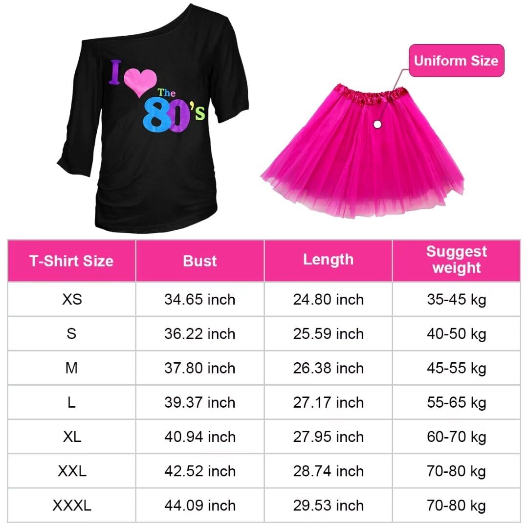 WILDPARTY 80s Fancy Dress for Women I Love 80s T-Shirt, Tutu Skirt, Leg Warmers, Necklace, Fishnet Gloves, Earrings - Image 2