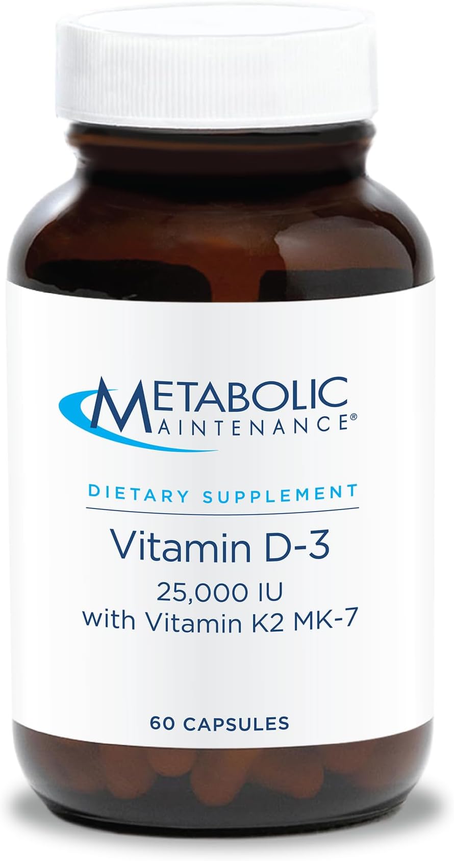 Metabolic Maintenance - Vitamin D-3-25,000 IU + K2, High Potency + Easier Absorption, 60 Capsules
