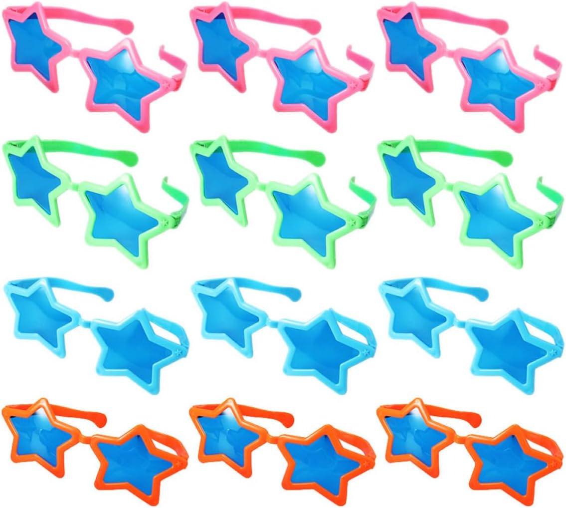 Kisangel 12pcs Pentagram Party Glasses for Boys and Lightweight Plastic Decorative Eyewear Comfortable Fit for Cosplay and Festival Fun Events Random Color