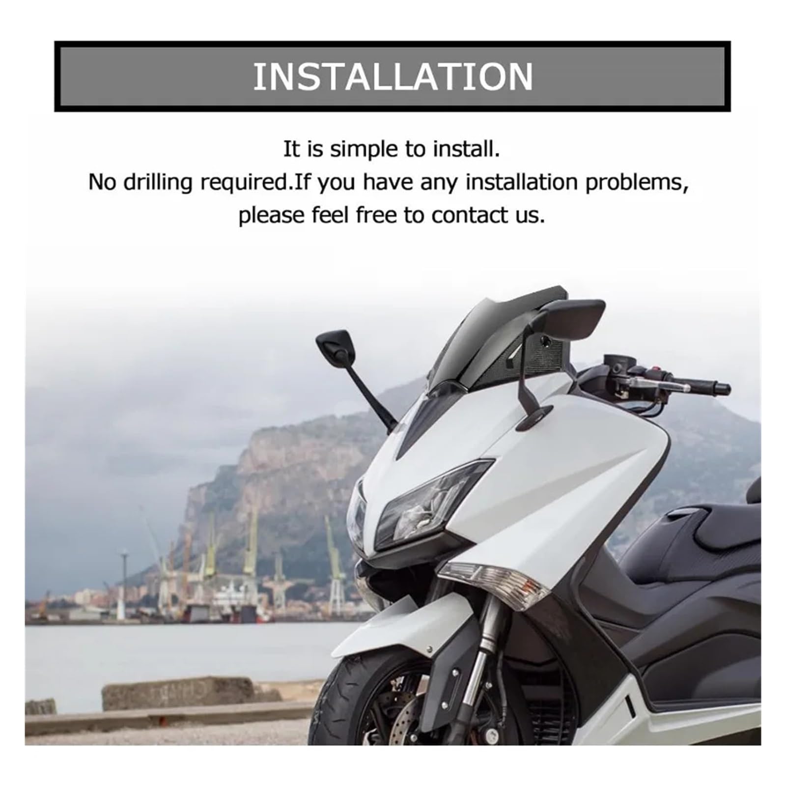 Parabrezza for scooter | Parabrezza for moto Parabrezza Nero Deflettore d'aria Deflettore d'aria(Bright Black)