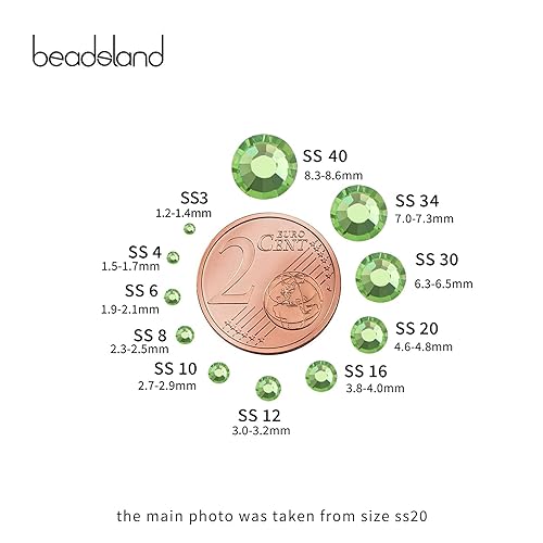 Vista 637 de Beadsland Diamantes de imitación de cristal con parte trasera plana, gemas redondas para arte de uñas y manualidades, pegamento fijo, violeta