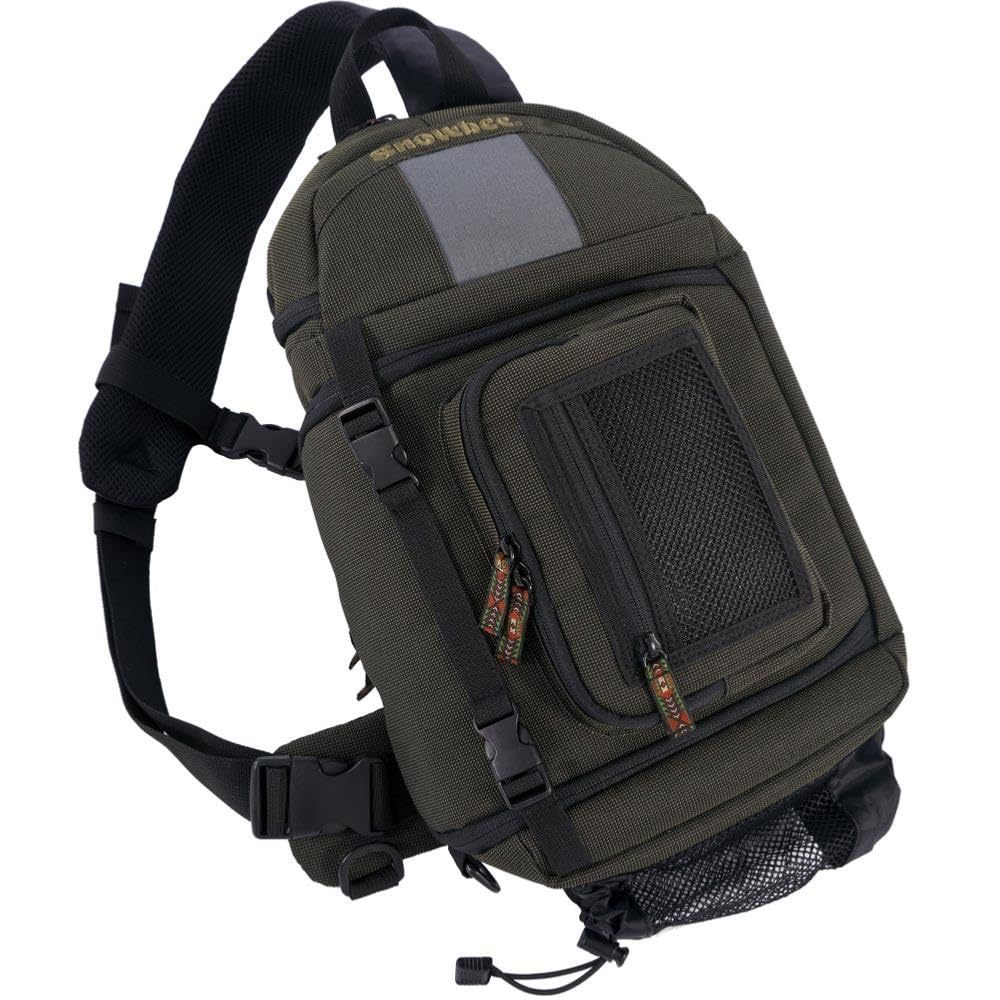 SNOWBEE Sling Fishing Bag - 18 L Waterproof Outdoor Sling Pack with Padded Diagonal Strap, Quick-Access Main Compartment, Mesh Pockets & D-Ring Attachments