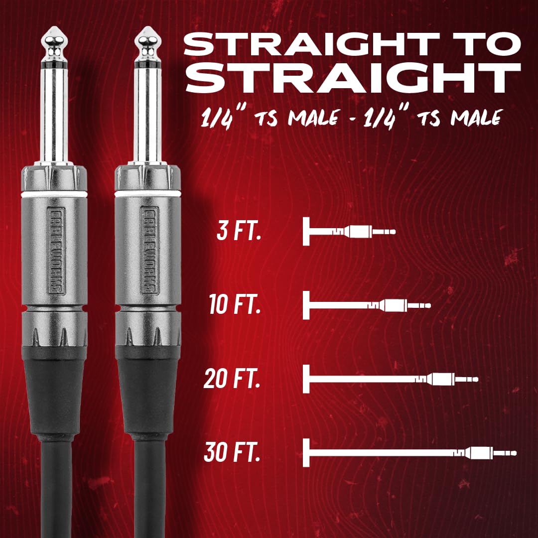 Cableworks By Gator Cases Composer Series - Cable de instrumento recto a recto de 3 pies (GCWC-INS-03)