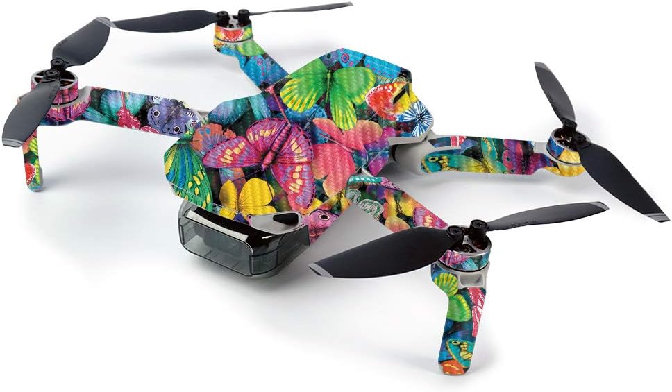 MightySkins Carbon Fiber Skin for DJI Mavic Mini Portable Drone Quadcopter Carbon Fiber Skin - Butterfly Party | Protective, Durable Textured Carbon Fiber Finish | Made in The USA