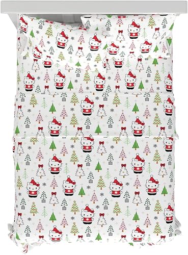 Franco Hello Kitty - Juego de sábanas de franela 100% algodón súper suave, tamaño Queen, (producto oficial)