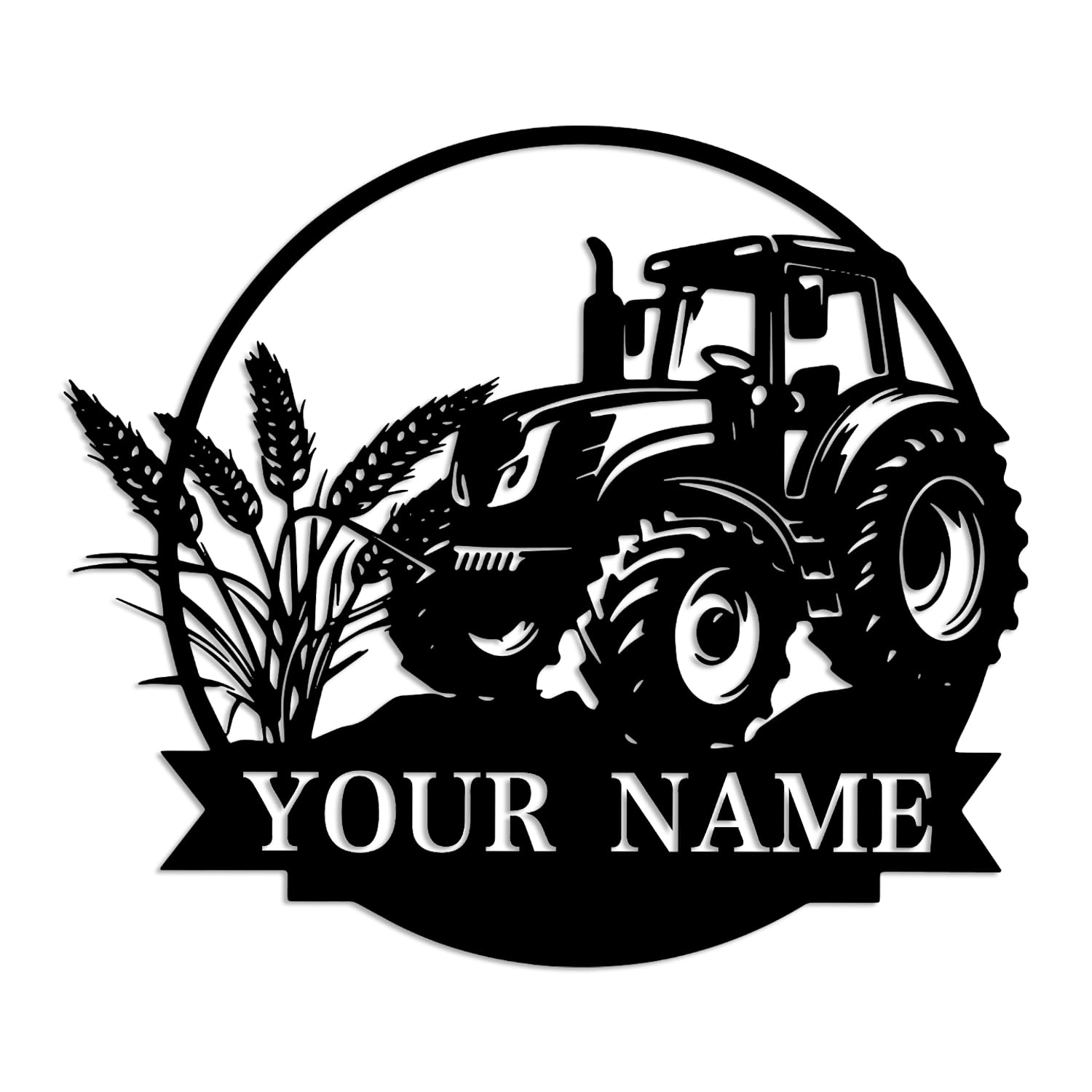 Kissesuu Tractor J Custom Tractor Driver Metal Wall Art, Personalized Farm Tractor Name Sign, Home Decor Farm Truck Decoration Birthday Gift For Farmer, Black Metal Wall Art Decor, Custom Your Name Signs