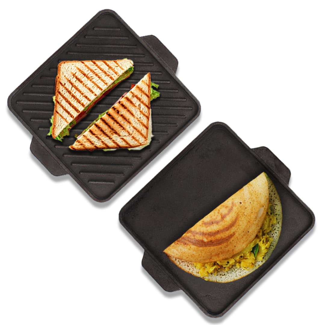 The Indus Valley Pre-Seasoned Cast Iron Square Griddle Pan with Double Handle|Medium, 27.2 Cm/10.7 Inch, 4.1Kg|Gas Compatible|100% Pure & Toxin-Free, No Chemical Coating, Black (B0BRSY9QTF) Amazon Price History, Amazon Price Tracker