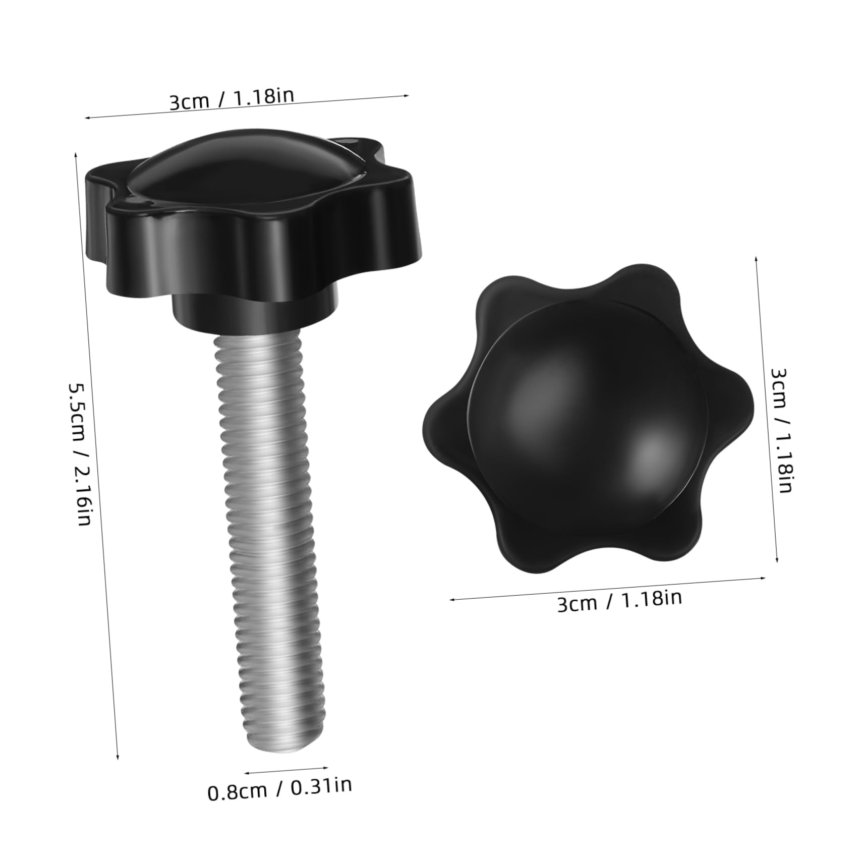 SOLUSTRE 20 Pcs M8 x 40mm Threaded Star Knob Clamping Screws | Knurled Thumb Knobs for Quick Disassembly | Star Thread Knobs for Tightening