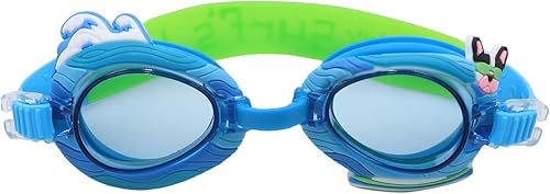 Vista 15 de RARITYUS Gafas de natación con patrón de dibujos animados, impermeables, antiniebla, para niños y jóvenes Amarillo pato,Azul (Blue Shark),Cartoon