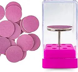 Kit Broca Disco + 15 Refil Lixa 80/120/180 + Suporte Unhas