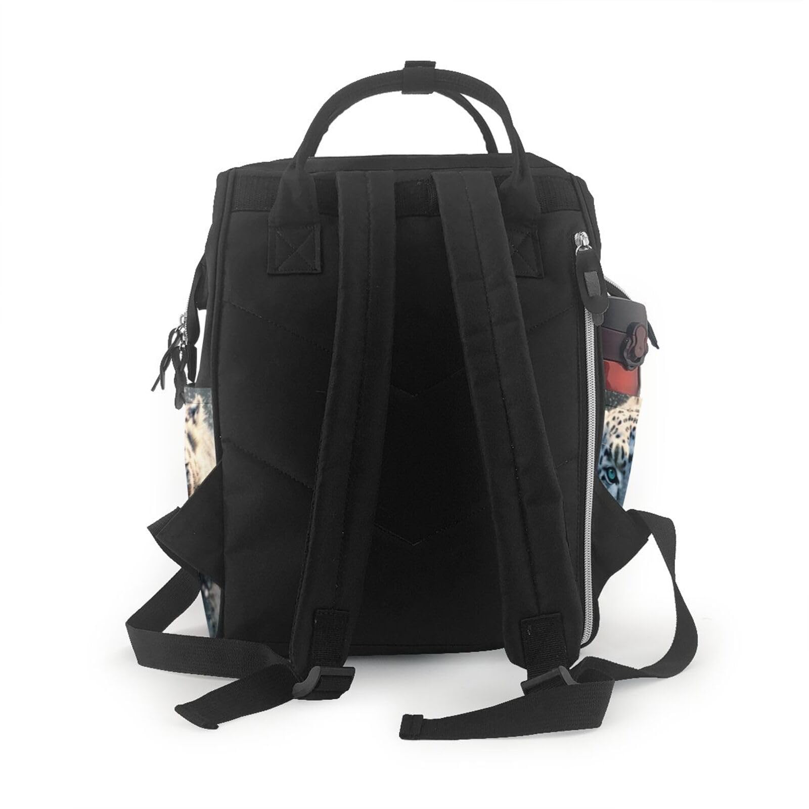 Wickeltaschen-Rucksack, große Kapazität, wasserdicht, für Mütter, modischer Reiserucksack, Blauäugiger Schneeleopard, One size