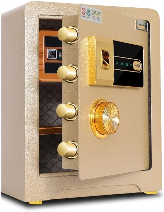 strongbox and Durable Fireproof Waterproof Fingerprint Password Wall- Mounted Household Full Steel Safe Anti- Theft Alarm Box for Office n Cash Use Storage (Color : B)