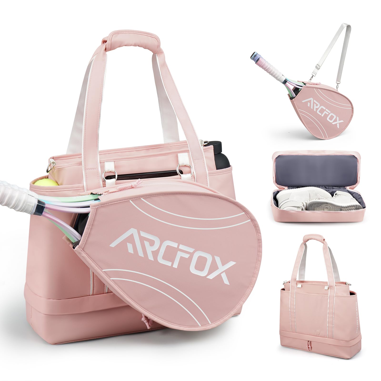 ARCFOX Tennis Racket Bag 2-in-1 Large Capacity Tennis Racket Backpack for Women and Men, Water-Resistant Lightweight Tennis Crossbody Bag for