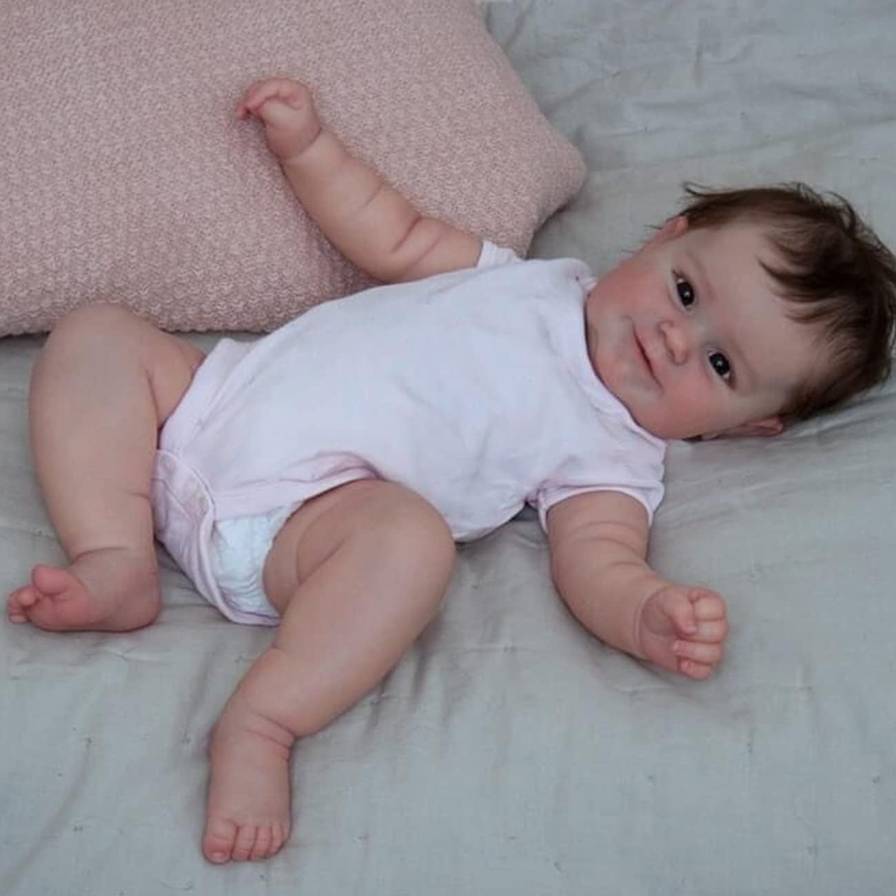 iCradle Reborn Baby Dolls 20 Inch 50cm Lifelike Newborn Toddler Doll Soft Cloth Dolls Rooted Hair Advanced Painted Birthday Set for Kids 3+