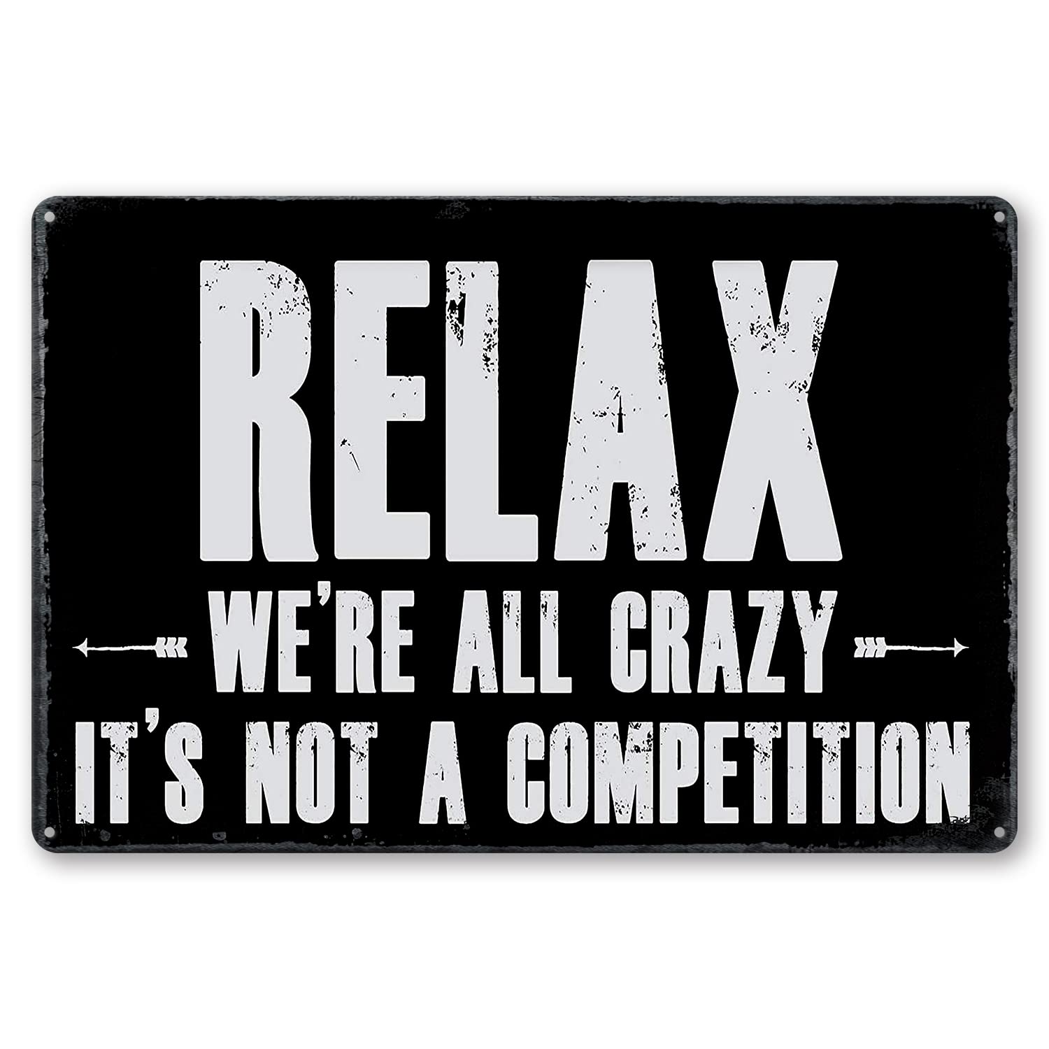 peiyeety Men's Cave Decor - Vintage Metal Tin Signs Fun Gifts Cute Things For Walls In Home Garage Backyard Parking Lot - 8x12 Inches - Relax We Are All Crazy Black