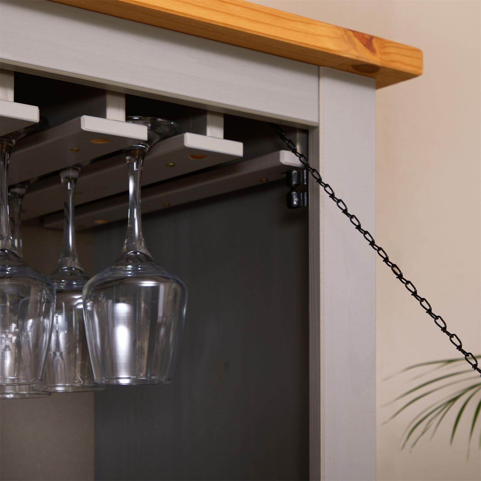 IDIMEX Meuble Bar à vin Tequila Armoire comptoir avec Range Bouteilles vin spiritueux et Range Verres, bahut de Style Mexicain en pin Massif lasuré Gris et Brun